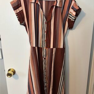 Almost Famous Multicolor Bohemian Feminine Striped Midi Dress